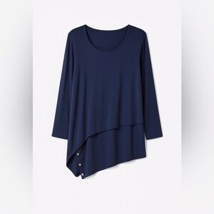 ALISON SHERI | Navy Blue Asymmetrical Hem Women's Top